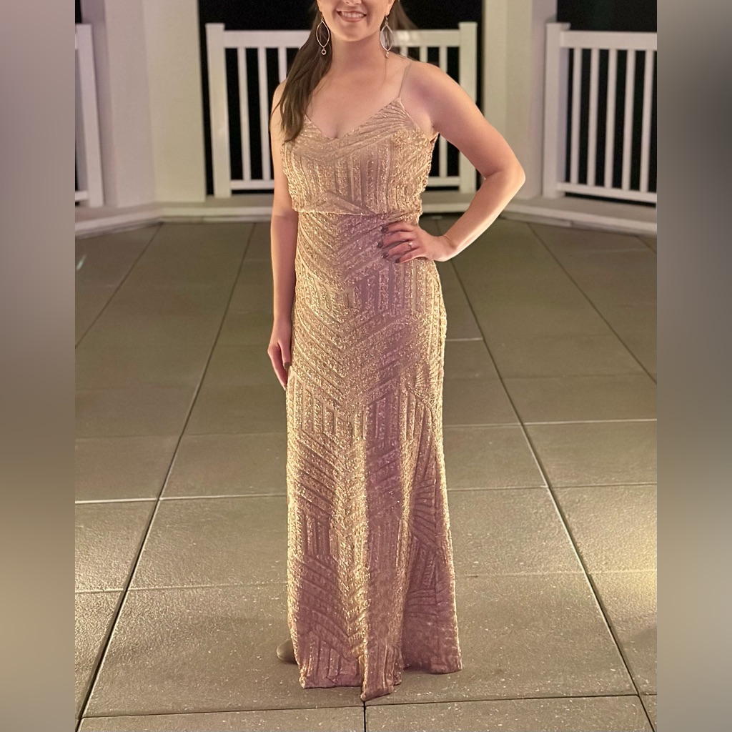 Gold Sequins Bridesmaid Maxi Dress Gown
